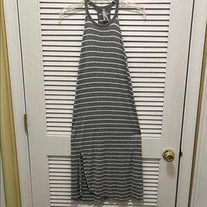 Gray and White Striped Halter Dress